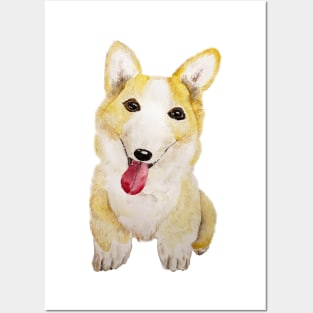 cute corgi dogs watercolor Posters and Art